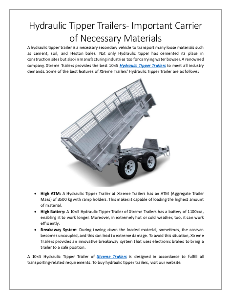 Hydraulic Tipper Trailers - Important Carrier of Necessary Materials | edocr